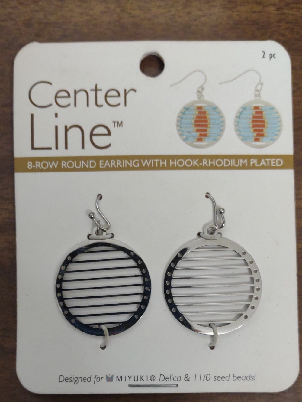 Rhodium-Plated Round Slotted Earrings - Silver
